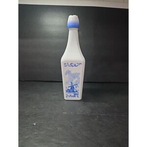 Vandermint‎ Liquor Bottle Decanter, Blue White Windmill Glass, D-126 5886, 11.5"